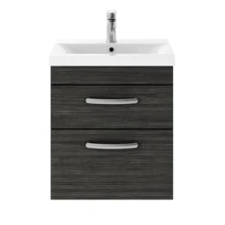 Brooklyn 500mm Black 2 Drawer Wall Hung Vanity Unit 8 Brooklyn 500mm Black 2 Drawer Wall Hung Vanity Unit -Bathroom Furniture bwh5b2d d1