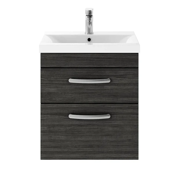 Brooklyn 500mm Black 2 Drawer Wall Hung Vanity Unit 5 Brooklyn 500mm Black 2 Drawer Wall Hung Vanity Unit - Image 3