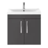 Brooklyn 600mm Gloss Grey 2 Door Wall Hung Vanity Unit -Bathroom Furniture bwh6gg d4