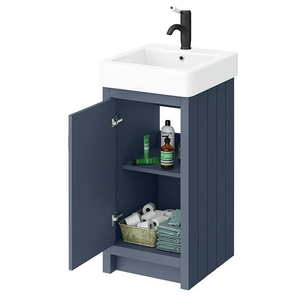 Chatsworth Traditional Blue Vanity - 425mm Wide With Matt Black Handle 5 Chatsworth Traditional Blue Vanity - 425mm Wide With Matt Black Handle - Image 3