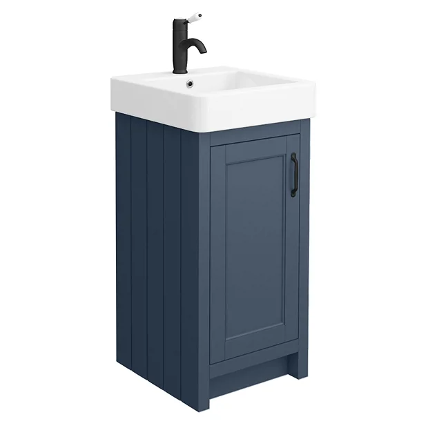 Chatsworth Traditional Blue Vanity - 425mm Wide With Matt Black Handle 4 Chatsworth Traditional Blue Vanity - 425mm Wide With Matt Black Handle - Image 2