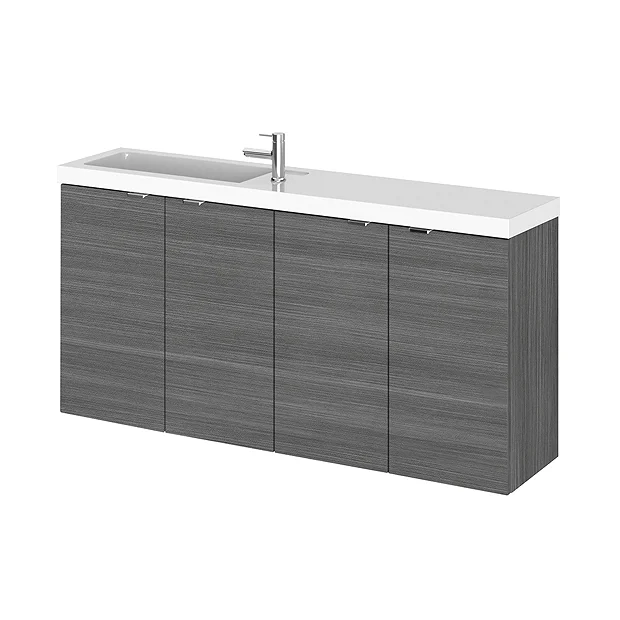 Hudson Reed Fusion 1000mm Grey Avola Compact Wall Hung Unit & Basin 4 Hudson Reed Fusion 1000mm Grey Avola Compact Wall Hung Unit & Basin - Image 2