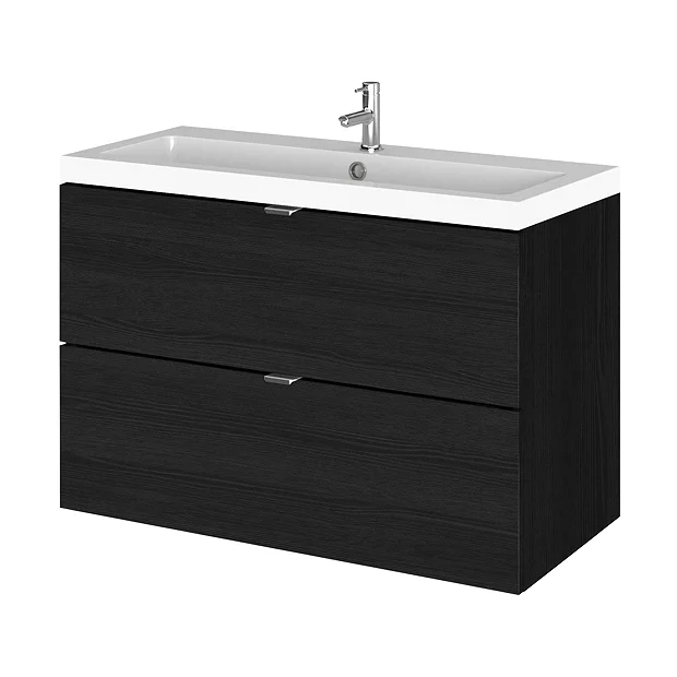 Hudson Reed Fusion 800mm Hacienda Black Full Depth Wall Hung 2-Drawer Unit & Basin 4 Hudson Reed Fusion 800mm Hacienda Black Full Depth Wall Hung 2-Drawer Unit & Basin - Image 2