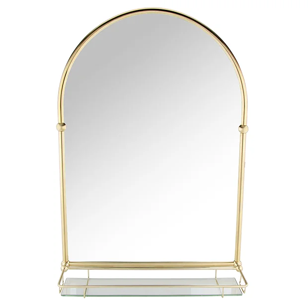 Chatsworth Traditional 700 X 490mm Arched Mirror With Glass Shelf - Brushed Brass 7 Chatsworth Traditional 700 X 490mm Arched Mirror With Glass Shelf - Brushed Brass - Image 5