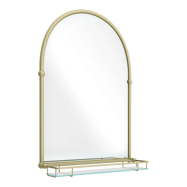 Chatsworth Traditional 700 X 490mm Arched Mirror With Glass Shelf - Brushed Brass 3 Chatsworth Traditional 700 X 490mm Arched Mirror With Glass Shelf - Brushed Brass