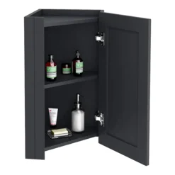 Chatsworth Corner Mirror Cabinet Graphite 8 Chatsworth Corner Mirror Cabinet Graphite -Bathroom Furniture cnrmcabblk d1