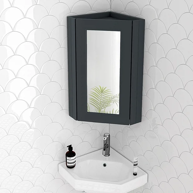 Chatsworth Corner Mirror Cabinet Graphite 4 Chatsworth Corner Mirror Cabinet Graphite - Image 2