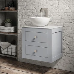 Crosswater Canvass Storm Grey Matt 485mm Double Drawer Unit With Carrara Marble Effect Worktop 9 Crosswater Canvass Storm Grey Matt 485mm Double Drawer Unit With Carrara Marble Effect Worktop -Bathroom Furniture cv485wlsg d2