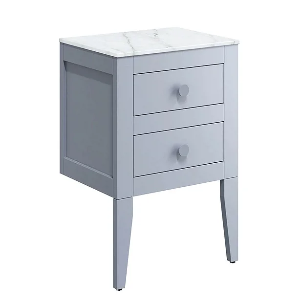 Crosswater Canvass Storm Grey Matt 485mm Double Drawer Unit With Carrara Marble Effect Worktop 4 Crosswater Canvass Storm Grey Matt 485mm Double Drawer Unit With Carrara Marble Effect Worktop - Image 2