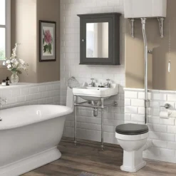 Old London Traditional Mirror Cabinet (650mm Wide - Charcoal) -Bathroom Furniture daf604 nd1