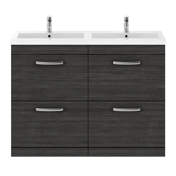 Brooklyn 1205mm Black Double Basin 4 Drawer Vanity Unit 3 Brooklyn 1205mm Black Double Basin 4 Drawer Vanity Unit