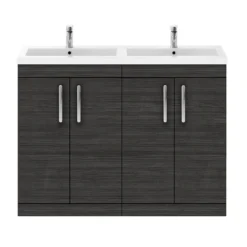 Brooklyn 1205mm Black Double Basin Vanity Unit -Bathroom Furniture dbfs12blk detail2