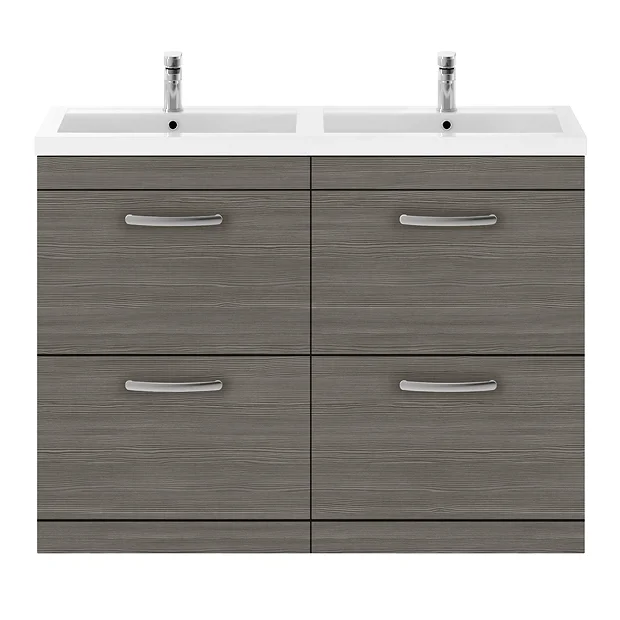 Brooklyn 1205mm Grey Avola Double Basin 4 Drawer Vanity Unit 7 Brooklyn 1205mm Grey Avola Double Basin 4 Drawer Vanity Unit - Image 5