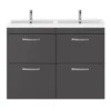 Brooklyn 1205mm Gloss Grey Double Basin 4 Drawer Vanity Unit 2 Brooklyn 1205mm Gloss Grey Double Basin 4 Drawer Vanity Unit -Bathroom Furniture dbfs12gg4d d3