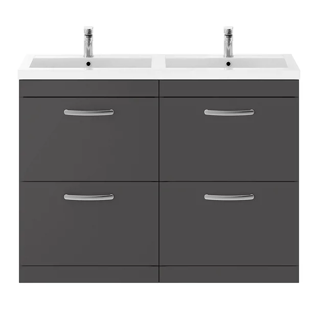 Brooklyn 1205mm Gloss Grey Double Basin 4 Drawer Vanity Unit 3 Brooklyn 1205mm Gloss Grey Double Basin 4 Drawer Vanity Unit