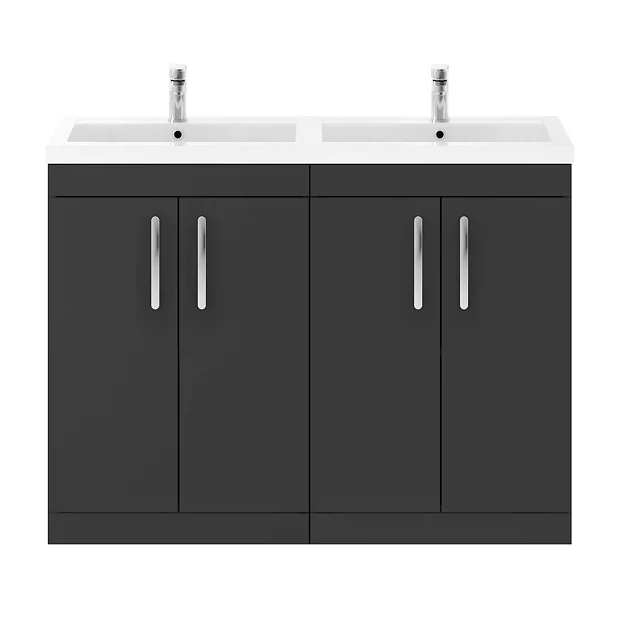 Brooklyn 1205mm Gloss Grey Double Basin Vanity Unit 5 Brooklyn 1205mm Gloss Grey Double Basin Vanity Unit - Image 3