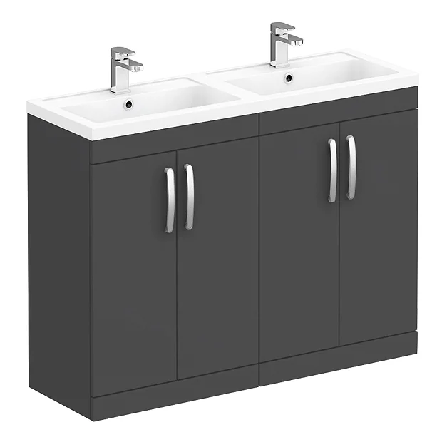 Brooklyn 1205mm Gloss Grey Double Basin Vanity Unit 4 Brooklyn 1205mm Gloss Grey Double Basin Vanity Unit - Image 2