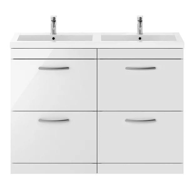 Brooklyn 1205mm Gloss White Double Basin 4 Drawer Vanity Unit 3 Brooklyn 1205mm Gloss White Double Basin 4 Drawer Vanity Unit