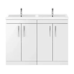 Brooklyn 1205mm White Gloss Double Basin Vanity Unit 8 Brooklyn 1205mm White Gloss Double Basin Vanity Unit -Bathroom Furniture dbfs12wht d1