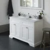Burlington 130 4-Door Vanity Unit & Minerva Worktop With Double Basin - Matt White