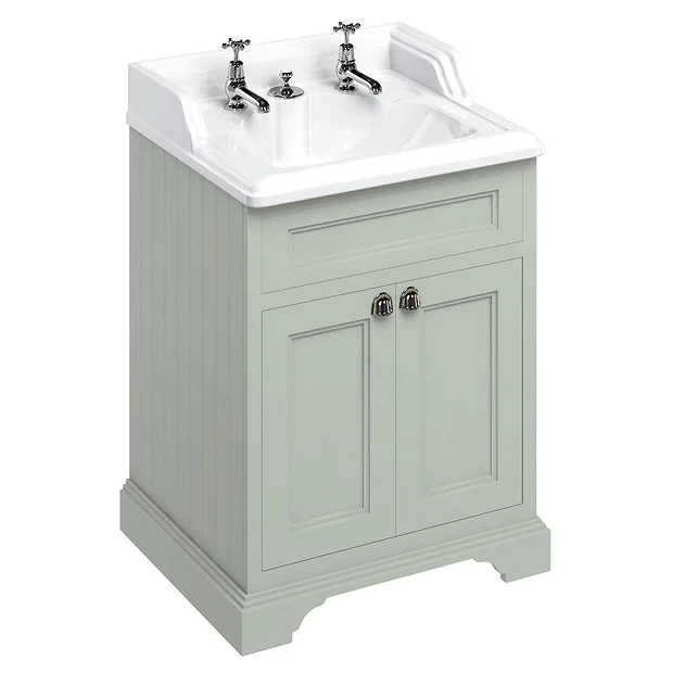 Burlington 65 2-Door Vanity Unit & Classic Invisible Overflow/Waste Basin (Dark Olive - 2 Tap Hole) 4 Burlington 65 2-Door Vanity Unit & Classic Invisible Overflow/Waste Basin (Dark Olive - 2 Tap Hole) - Image 2