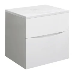 Crosswater Glide II Wall Hung Countertop Vanity Unit - White Gloss With Marble Worktop 6 Crosswater Glide II Wall Hung Countertop Vanity Unit - White Gloss With Marble Worktop -Bathroom Furniture gl250wg ln
