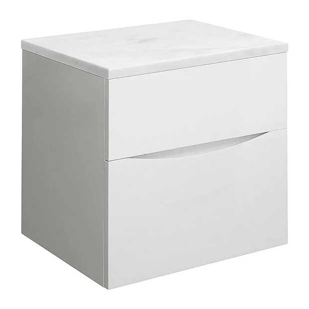 Crosswater Glide II Wall Hung Countertop Vanity Unit - White Gloss With Marble Worktop 4 Crosswater Glide II Wall Hung Countertop Vanity Unit - White Gloss With Marble Worktop - Image 2