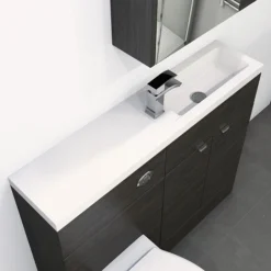 Hudson Reed 1200 X 255mm Slimline Polymarble Basin 1TH -Bathroom Furniture hudsonreed1200x255mmslimlinepolymarblebasin1th d1
