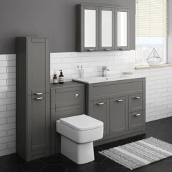 Keswick Grey 900mm Traditional Wall Hung 3 Door Mirror Cabinet 8 Keswick Grey 900mm Traditional Wall Hung 3 Door Mirror Cabinet -Bathroom Furniture kesgry3dm d1