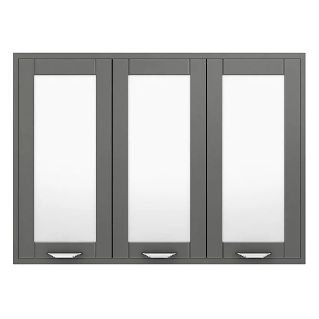 Keswick Grey 900mm Traditional Wall Hung 3 Door Mirror Cabinet 6 Keswick Grey 900mm Traditional Wall Hung 3 Door Mirror Cabinet - Image 4
