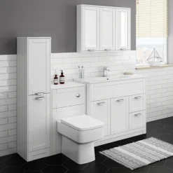 Keswick White 1400mm Traditional Floorstanding Tall Storage Unit 8 Keswick White 1400mm Traditional Floorstanding Tall Storage Unit -Bathroom Furniture keswhttb d1