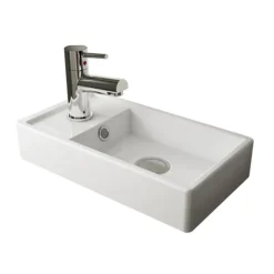 Milan W400 X D222mm Natural Oak Effect Compact Wall Hung Basin Unit 8 Milan W400 X D222mm Natural Oak Effect Compact Wall Hung Basin Unit -Bathroom Furniture kin011 d1