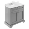 Old London 800mm Cabinet & Single Bowl White Marble Top - Storm Grey -Bathroom Furniture lof228 l
