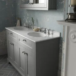 Old London 1200mm Cabinet & Double Bowl Grey Marble Top - Storm Grey 9 Old London 1200mm Cabinet & Double Bowl Grey Marble Top - Storm Grey -Bathroom Furniture lof268 d2