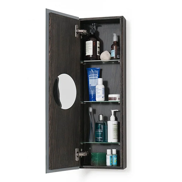 800mm Slimline Mirror Cabinet Dark Oak 5 800mm Slimline Mirror Cabinet Dark Oak - Image 3