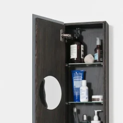 800mm Slimline Mirror Cabinet Dark Oak 10 800mm Slimline Mirror Cabinet Dark Oak -Bathroom Furniture m800do d2