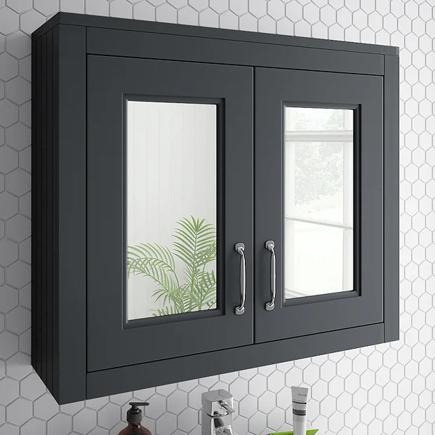 Chatsworth 690mm Graphite 2-Door Mirror Cabinet 4 Chatsworth 690mm Graphite 2-Door Mirror Cabinet - Image 2