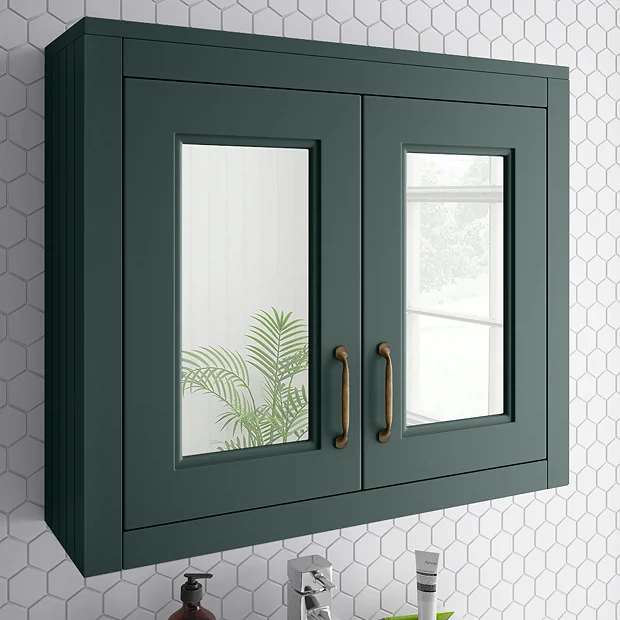 Chatsworth 690mm Green 2-Door Mirror Cabinet 4 Chatsworth 690mm Green 2-Door Mirror Cabinet - Image 2