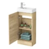 Milan W400 X D222mm Natural Oak Effect Compact Floor Standing Basin Unit