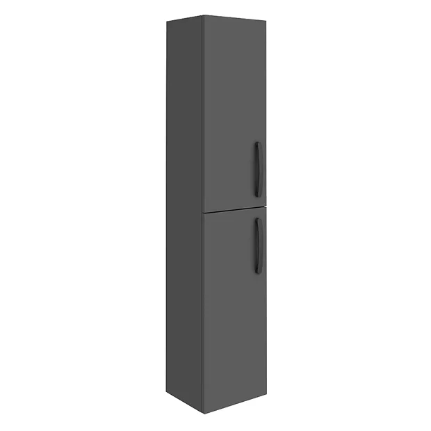 Brooklyn Gloss Grey Wall Hung Tall Storage Cabinet With Matt Black Handles 4 Brooklyn Gloss Grey Wall Hung Tall Storage Cabinet With Matt Black Handles - Image 2