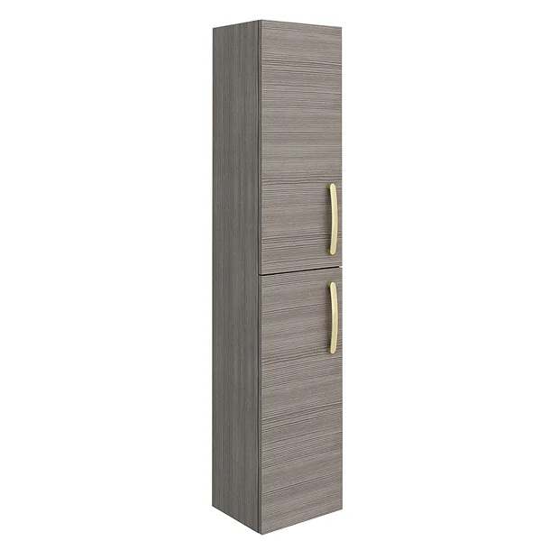 Brooklyn Grey Avola Wall Hung Tall Storage Cabinet With Brushed Brass Handles 4 Brooklyn Grey Avola Wall Hung Tall Storage Cabinet With Brushed Brass Handles - Image 2