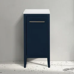 Montrose Indigo Blue Laundry Unit With Brushed Brass Handle
