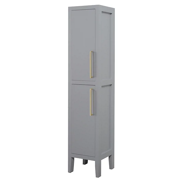 Montrose Dove Grey Tall Storage Unit With Brushed Brass Handles 4 Montrose Dove Grey Tall Storage Unit With Brushed Brass Handles - Image 2