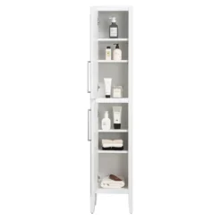 Montrose White Tall Storage Unit With Chrome Handles -Bathroom Furniture mtumwcp d1