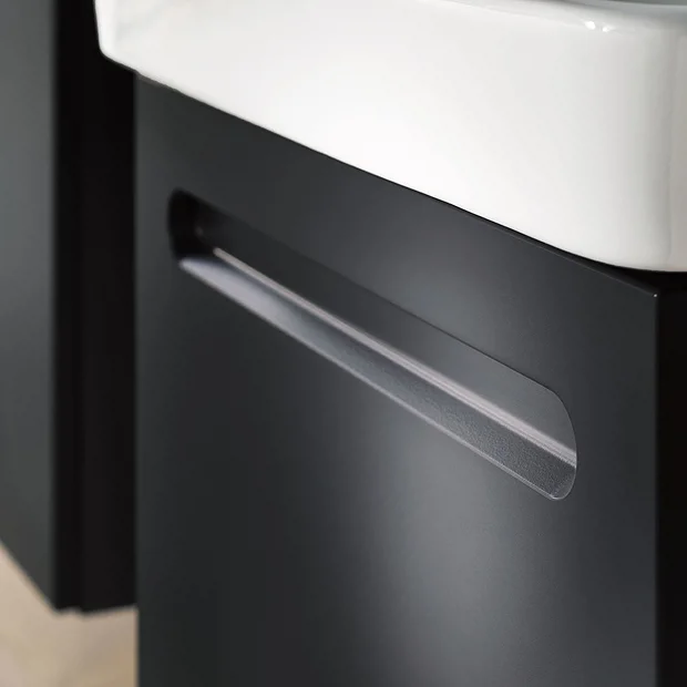 Duravit No.1 550mm Graphite Matt 1-Drawer Wall Mounted Vanity Unit With Basin 6 Duravit No.1 550mm Graphite Matt 1-Drawer Wall Mounted Vanity Unit With Basin - Image 4