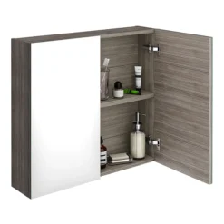 Brooklyn 800mm Grey Avola Bathroom Mirror Cabinet - 2 Door -Bathroom Furniture off519 d4