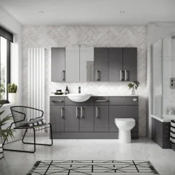 Hudson Reed 800x355mm Gloss Grey Full Depth Vanity Unit