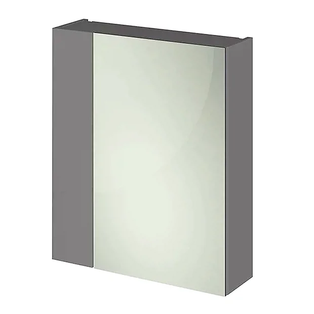 Hudson Reed 600mm Gloss Grey 75/25 Mirror Unit 4 Hudson Reed 600mm Gloss Grey 75/25 Mirror Unit - Image 2