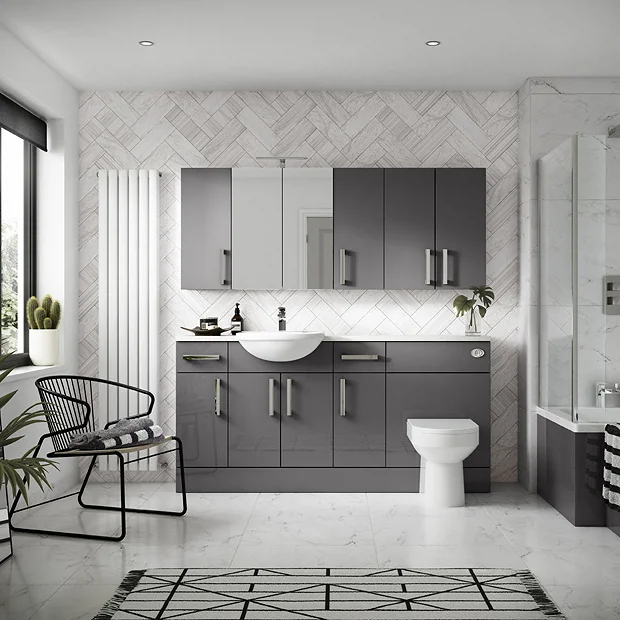 Hudson Reed 400x255mm Gloss Grey Compact Base Unit 3 Hudson Reed 400x255mm Gloss Grey Compact Base Unit