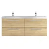 Hudson Reed 1440mm Natural Oak Quartet Double Basin Vanity Unit -Bathroom Furniture qua004 detail1